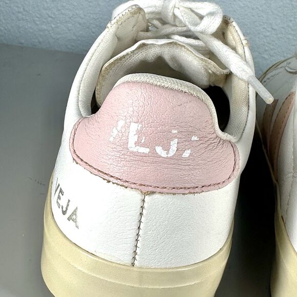 Veja Shoes Women’s Size 6 White Pink Peach  Sneakers Vegan Leather - Picture 11 of 16